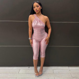 Slash Neck Ruched Seventh Jumpsuit MXBF-D26JP189