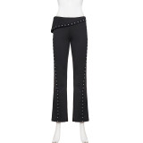 Riveted Webbing Knit Flared Pants GPKJ-MR47692