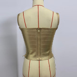Hot Stamping Square Neck Bandage Tank Top GZZF-ZF309