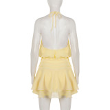 Solid Color Sleeveless Two Piece Shorts Set GPKJ-MR48935