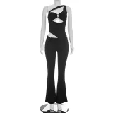 Solid Color Hollow Out Jumpsuit MXBF-D26JP178