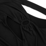 Solid Color Hollow Out Jumpsuit MXBF-D26JP178