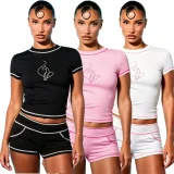 Sport Print T Shirt Shorts 2 Piece Set YNSF-8033