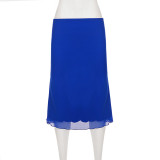 Mesh Solid Color Mid-Skirt GPKJ-MR49224