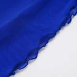 Mesh Solid Color Mid-Skirt GPKJ-MR49224