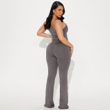 Solid Color Hollow Out Jumpsuit MXBF-D26JP178