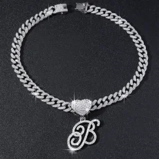 26 Letter Pendant Punk Cuban Chain Necklace YWSG-2025