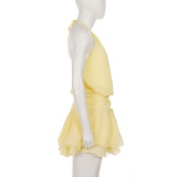 Solid Color Sleeveless Two Piece Shorts Set GPKJ-MR48935