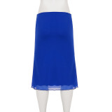 Mesh Solid Color Mid-Skirt GPKJ-MR49224