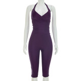 Solid Color Backless Seventh Pants 2 Piece Set MXBF-Y26ST219