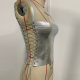 Hot Stamping Square Neck Bandage Tank Top GZZF-ZF309