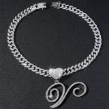 26 Letter Pendant Punk Cuban Chain Necklace YWSG-2025