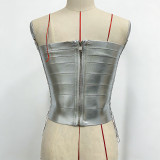 Hot Stamping Square Neck Bandage Tank Top GZZF-ZF309