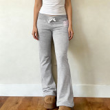 Letter Print Drawstring Micro Flare Pants GPKJ-MR46918