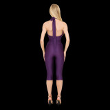 Solid Color Backless Seventh Pants 2 Piece Set MXBF-Y26ST219
