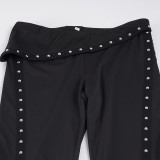 Riveted Webbing Knit Flared Pants GPKJ-MR47692