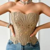 Irregular Lace Mesh Court Corset GXYR-250415