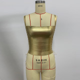 Hot Stamping Square Neck Bandage Tank Top GZZF-ZF309