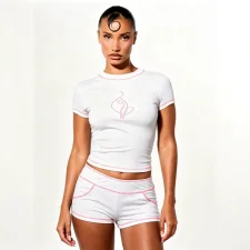 Sport Print T Shirt Shorts 2 Piece Set YNSF-8033