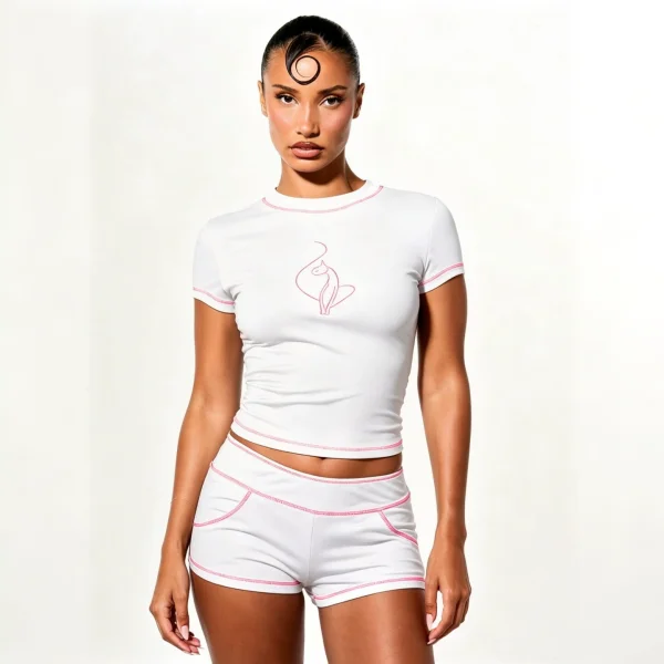 Sport Print T Shirt Shorts 2 Piece Set YNSF-8033