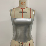 Hot Stamping Square Neck Bandage Tank Top GZZF-ZF309
