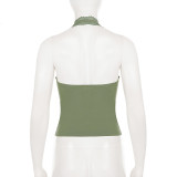 Lace Edge Patchwork Halterneck Tank Top GPKJ-MR49253