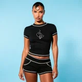 Sport Print T Shirt Shorts 2 Piece Set YNSF-8033
