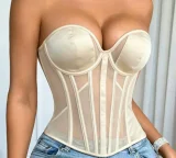 Mesh Patchwork Shaping Corset Tops GXYR-250702