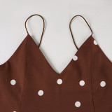 Polka Dots Print V Neck Sling Maxi Dress GPKJ-MR42401