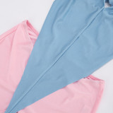 Backless Contrast Color Hallterneck Romper MXBF-Q26RP045