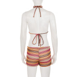 Contrast Color Hollow Out Sling Top Short Suit GPKJ-MR48716