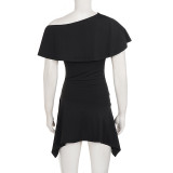 Slash Shoulder Short Sleeve Mini Dress GPKJ-MR49536