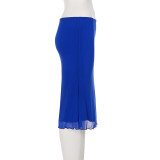 Mesh Solid Color Mid-Skirt GPKJ-MR49224