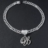 26 Letter Pendant Punk Cuban Chain Necklace YWSG-2025
