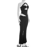 Solid Color Hollow Out Jumpsuit MXBF-D26JP178