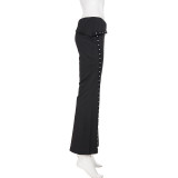 Riveted Webbing Knit Flared Pants GPKJ-MR47692