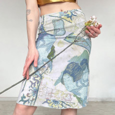 Retro Print Mid-Skirt GPKJ-MR49298