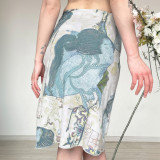 Retro Print Mid-Skirt GPKJ-MR49298