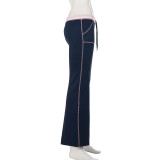 Contrast Color Drawstring Micro Flare Pants GPKJ-MR49368