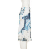 Retro Print Mid-Skirt GPKJ-MR49298