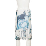 Retro Print Mid-Skirt GPKJ-MR49298