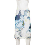 Retro Print Mid-Skirt GPKJ-MR49298