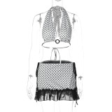 Polka Dot Print Tie Up Bikinis Set GLAG-S6121171H