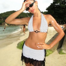Polka Dot Print Tie Up Bikinis Set GLAG-S6121171H