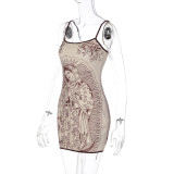 Print Slim Sling Mini Dress GLAG-D6421494F
