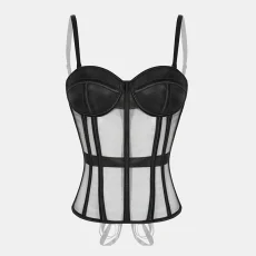 Mesh Bandeau Tie Fishbone Corset GXYR-241002