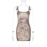 Print Slim Sling Mini Dress GLAG-D6421494F