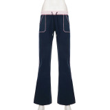Contrast Color Drawstring Micro Flare Pants GPKJ-MR49368