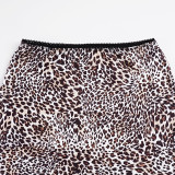 Leopard Print Lace Patchwork Mid-Skirt GPKJ-MR48962