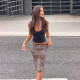 Leopard Print Lace Patchwork Mid-Skirt GPKJ-MR48962